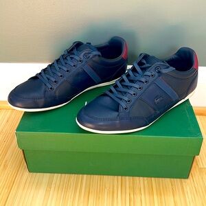SOLD Lacoste Chaymon Mens Lace Up Casual Sneakers Dark Blue Red Size 10.5